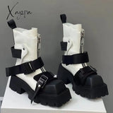 Xajzpa - Autumn Chelsea Women Short Botines Woman Fashion Thick Sole Flats Heels Ankle Booties Slip On Ladies Winter botas femininas