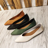 Xajzpa - Autumn Flat Single Shoes Genuine Leather Woman Flats Retro Pointed Shallow Mouth Female