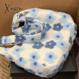 Xajzpa - Autumn Winter Flower Lamb Wool Plush Bag Student Large Capacity Tote Shoulder Women