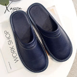 Xajzpa - Autumn Winter Indoor Shoes Men’s Slippers Plus Size 47 48 Man Concise Navy Blue Slides