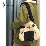 Xajzpa - Autumn Winter Japanese Cute Plush Corduroy Fashion Sushi Rice Ball Messenger Bag Women