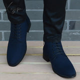 Xajzpa - Autumn Winter Men Boots Breathable Pointed Toe Business Leather Fashion Canvas High-Top