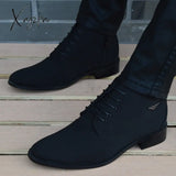 Xajzpa - Autumn Winter Men Boots Breathable Pointed Toe Business Leather Fashion Canvas High-Top