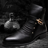 Xajzpa - Autumn Winter Shoes Men Punk Nightclub Leather Ankle Boots Fashion Rivets Men’s Chelsea