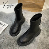 Xajzpa - Autumn Winter Women Ankle Boot Fashion Square Toe Back Zipper Ladies Keep Warm Short Boots