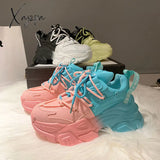 Xajzpa - Autumn Women Chunky Sneakers New Design Colorful Woman Shoes Thick Sole Fashion Girls