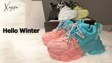 Xajzpa - Autumn Women Chunky Sneakers New Design Colorful Woman Shoes Thick Sole Fashion Girls