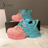 Xajzpa - Autumn Women Chunky Sneakers New Design Colorful Woman Shoes Thick Sole Fashion Girls