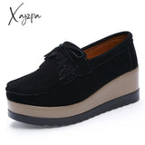 Xajzpa - Autumn Women Platform Shoes Leather Suede Plush Slip On Sneakers Chaussure Woman Tassel