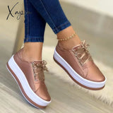 Xajzpa - Autumn Womens Shoes Casual Walking Size 43 Women Platform Sneakers Designer Lace-Up