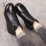 Xajzpa - Autumn Women’s Shoes Leather Boots Fashion Winter Flat Non-Slip Warm Platform Women