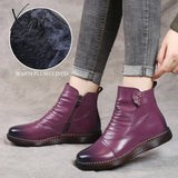 Xajzpa - Autumn Women’s Shoes Leather Boots Fashion Winter Flat Non-Slip Warm Platform Women