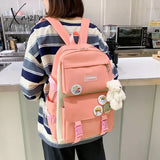 Xajzpa - Backpack 5 Piece Set High School Bags For Teenage Girl Canvas Fashion Travel Women