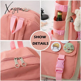 Xajzpa - Backpack 5 Piece Set High School Bags For Teenage Girl Canvas Fashion Travel Women