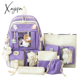 Xajzpa - Backpack 5 Piece Set High School Bags For Teenage Girl Canvas Fashion Travel Women