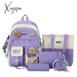 Xajzpa - Backpack 5 Piece Set High School Bags For Teenage Girl Canvas Fashion Travel Women