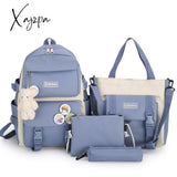 Xajzpa - Backpack 5 Piece Set High School Bags For Teenage Girl Canvas Fashion Travel Women