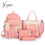 Xajzpa - Backpack 5 Piece Set High School Bags For Teenage Girl Canvas Fashion Travel Women