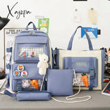 Xajzpa - Backpack 5 Piece Set High School Bags For Teenage Girl Canvas Fashion Travel Women