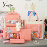 Xajzpa - Backpack 5 Piece Set High School Bags For Teenage Girl Canvas Fashion Travel Women