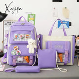 Xajzpa - Backpack 5 Piece Set High School Bags For Teenage Girl Canvas Fashion Travel Women