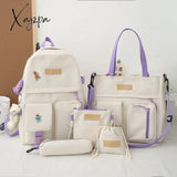 Xajzpa - Backpack 5 Piece Set High School Bags For Teenage Girl Canvas Fashion Travel Women