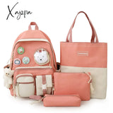 Xajzpa - Backpack 5 Piece Set High School Bags For Teenage Girl Canvas Fashion Travel Women