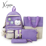 Xajzpa - Backpack 5 Piece Set High School Bags For Teenage Girl Canvas Fashion Travel Women