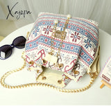 Xajzpa - Bag For Women Bohemia Style Canvas Drawstring Bucket Pearl Shoulder Handbags Messenger