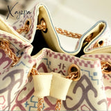 Xajzpa - Bag For Women Bohemia Style Canvas Drawstring Bucket Pearl Shoulder Handbags Messenger