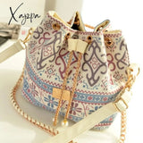 Xajzpa - Bag For Women Bohemia Style Canvas Drawstring Bucket Pearl Shoulder Handbags Messenger