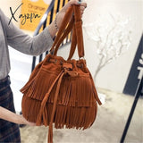 Xajzpa - Bag For Women Bohemia Style Canvas Drawstring Bucket Pearl Shoulder Handbags Messenger