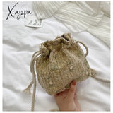 Xajzpa - Bag For Women Bohemia Style Canvas Drawstring Bucket Pearl Shoulder Handbags Messenger