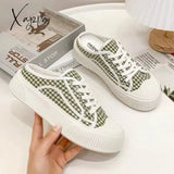 Xajzpa - Bao Head Half Slippers Woman 2023 Spring Summer Autumn No Heel Canvas Shoes Women Fashion