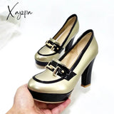 Xajzpa - Basic Women Shoes Chunky Heel Pumps Square Round Toe Wedding Party Dancing Ladies Dress