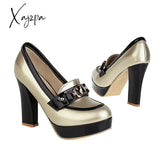 Xajzpa - Basic Women Shoes Chunky Heel Pumps Square Round Toe Wedding Party Dancing Ladies Dress