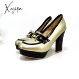Xajzpa - Basic Women Shoes Chunky Heel Pumps Square Round Toe Wedding Party Dancing Ladies Dress