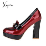 Xajzpa - Basic Women Shoes Chunky Heel Pumps Square Round Toe Wedding Party Dancing Ladies Dress