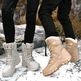 Xajzpa - Beige Winter Outdoor Hiking Boots Couple Men Trekking Shoes Women Big Size Military