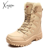 Xajzpa - Beige Winter Outdoor Hiking Boots Couple Men Trekking Shoes Women Big Size Military