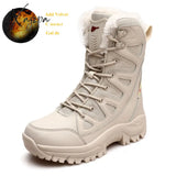 Xajzpa - Beige Winter Outdoor Hiking Boots Couple Men Trekking Shoes Women Big Size Military