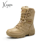 Xajzpa - Beige Winter Outdoor Hiking Boots Couple Men Trekking Shoes Women Big Size Military