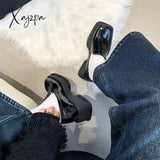 Xajzpa - Bf Style Square Toe Loafers Women 2023 Spring Patent Leather Platform Pumps Woman Slip On