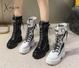 Aiertu Big Size 35-43 Brand Design Ladies High Platform Boots Fashion Rivet Goth High Heels Boots Women Cosplay Wedges Punk Shoes Woman Aiertu