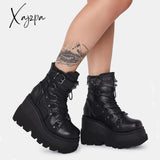 Aiertu Big Size 35-43 Brand Design Ladies High Platform Boots Fashion Rivet Goth High Heels Boots Women Cosplay Wedges Punk Shoes Woman Aiertu