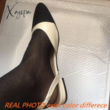 Xajzpa - Big Size 45 Women Slingbacks Shoes High Heels Natural Genuine Leather Thick Heel Cow Mixed