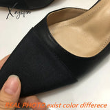 Xajzpa - Big Size 45 Women Slingbacks Shoes High Heels Natural Genuine Leather Thick Heel Cow Mixed