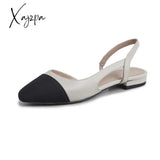 Xajzpa - Big Size 45 Women Slingbacks Shoes High Heels Natural Genuine Leather Thick Heel Cow Mixed