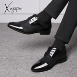 Xajzpa - Big Size Men Dress Shoes Quality Formal Lace-Up Business Oxford Brand Wedding Pointy 38-48