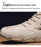 Xajzpa - Big Size Men’s Boots Breathable Genuine Leather Soft Sole Comfortable Ankle Outdoor